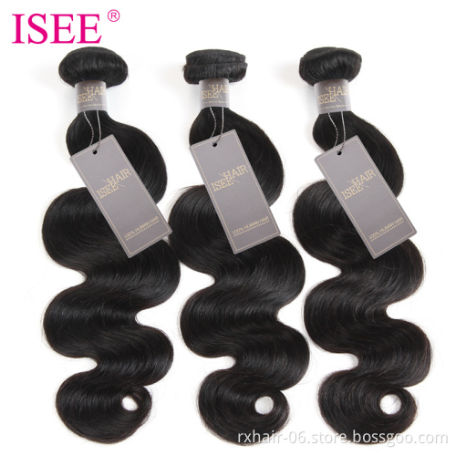 ISEE HAIR Aliexpress China Supplier, Indian 100%  Unprocessed Human Virgin Body Wave Hair Extension